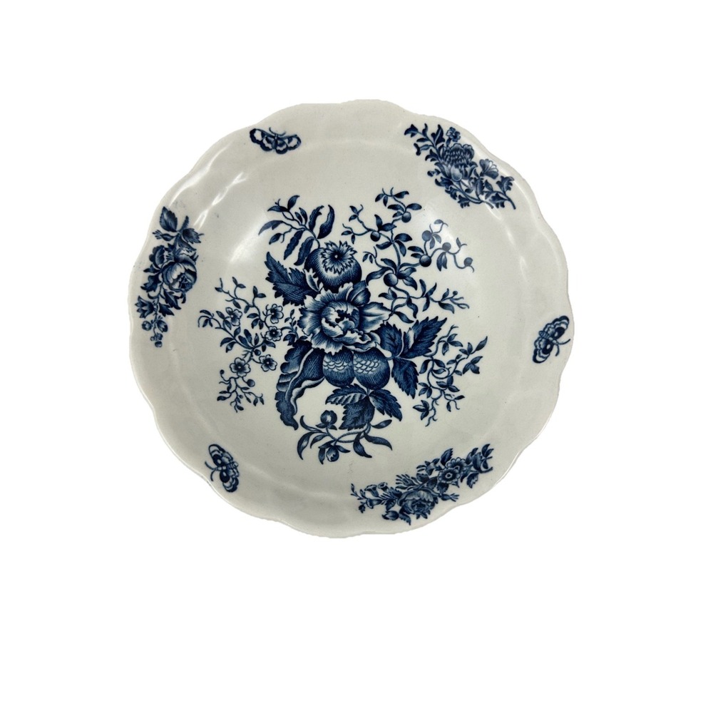 Vtg Booths England Peony A8021 Cereal Bowl Blue White Floral Cottagecore
